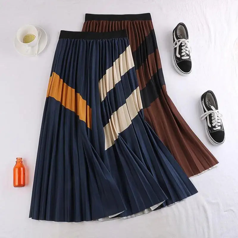 Temperament skirt with colour block design