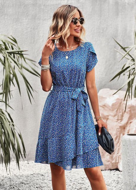 Mini dress with floral pattern