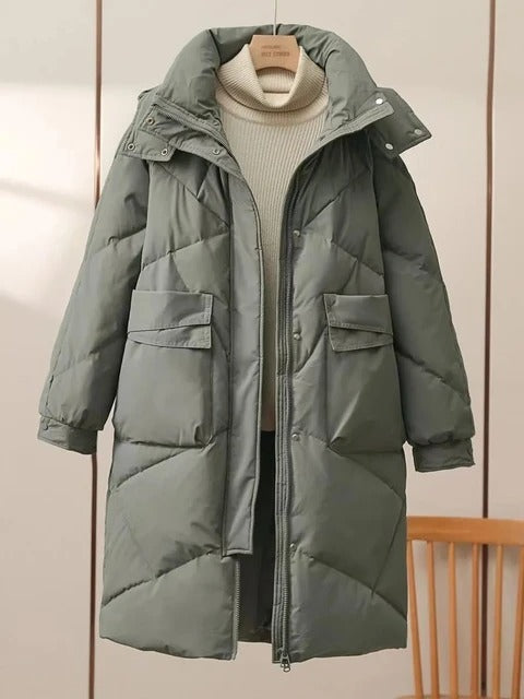 Women's Hooded Parka - Quilted Insulated - Water-Resistant - Long Warm Winter Coat