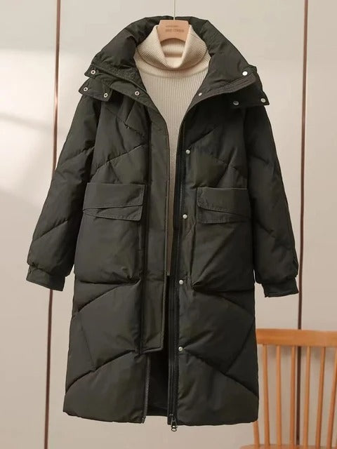 Women's Hooded Parka - Quilted Insulated - Water-Resistant - Long Warm Winter Coat