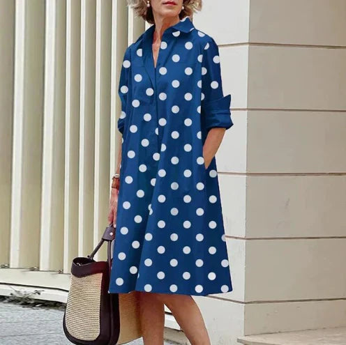 Solid color shirt dress for women