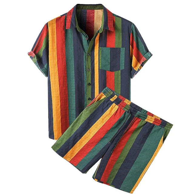 Raphael - Striped short sleeve shirt and shorts set