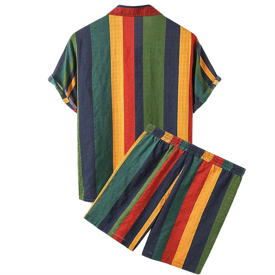 Raphael - Striped short sleeve shirt and shorts set