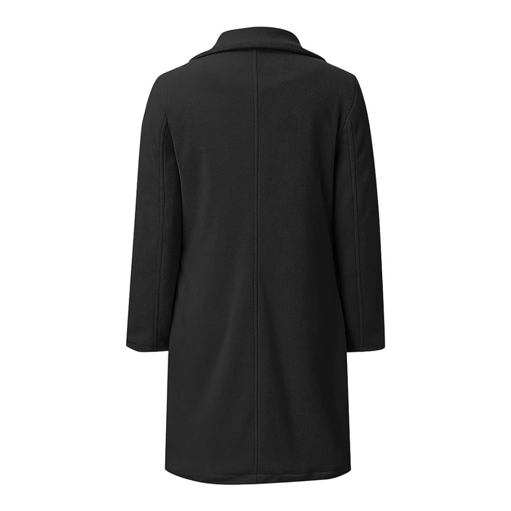 Women's Tailored Coat - Wool Blend - Notch Lapel - Mid Length - Button Closure