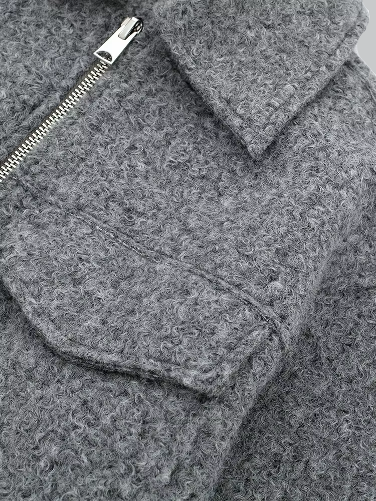Vintage cropped pocketed jacket for women