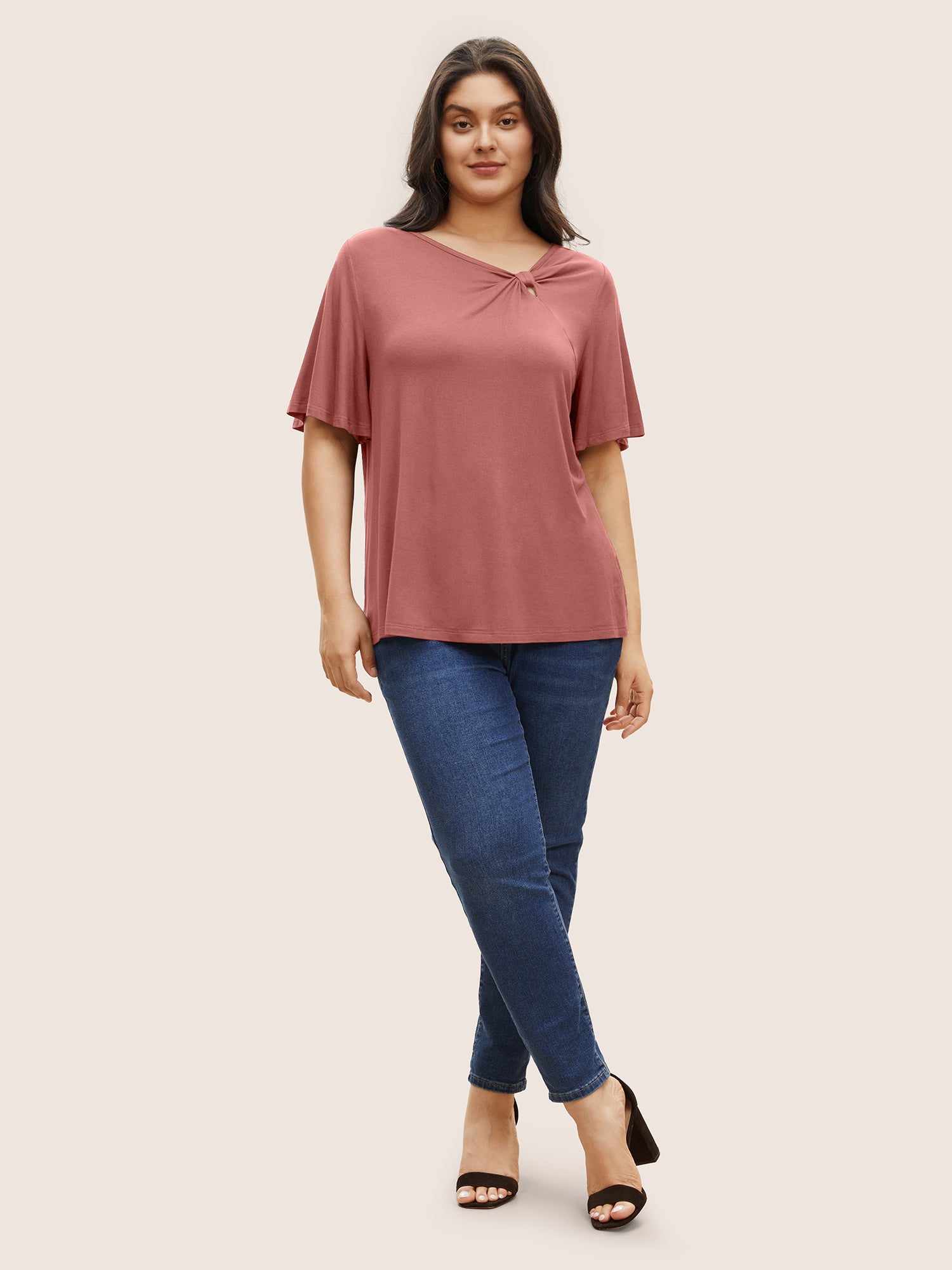 Supersoft Essentials Twist Front Asymmetrical Neck T-shirt