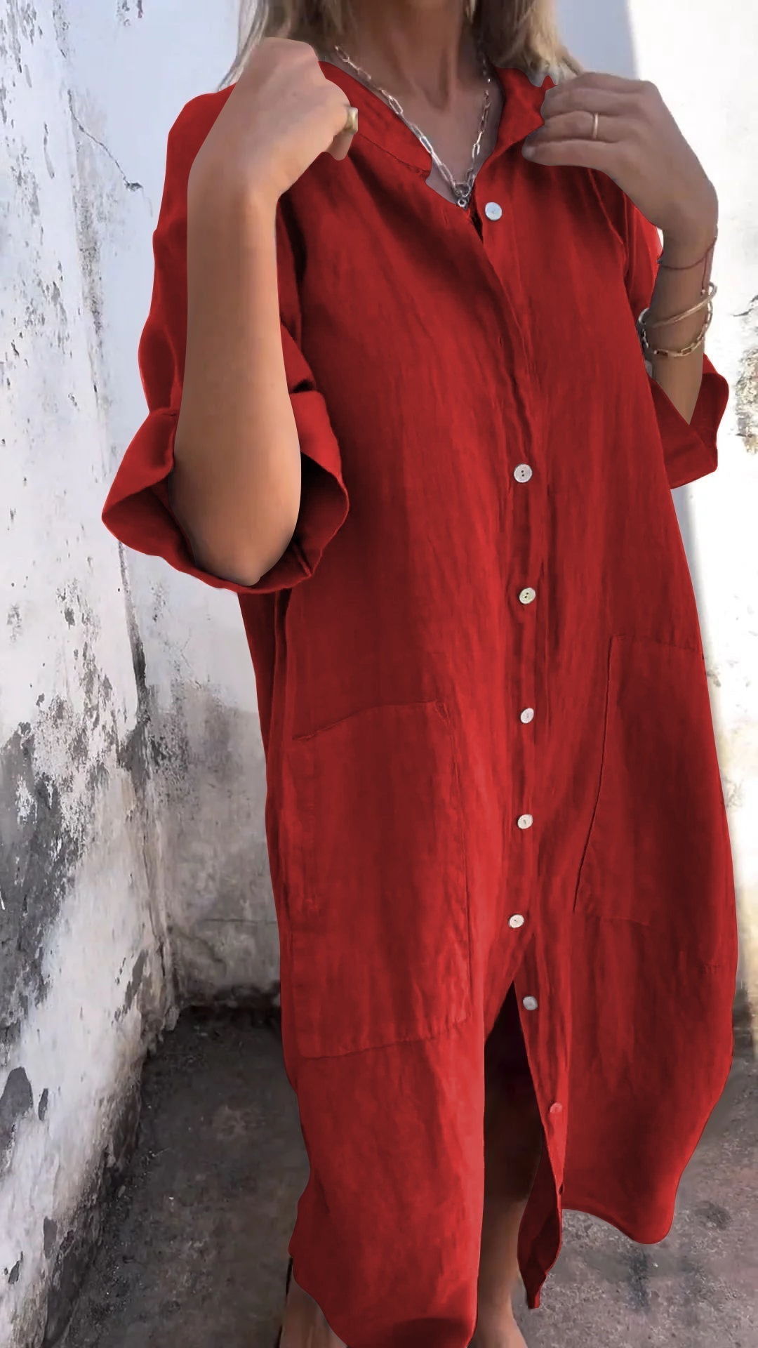 Cloë | Comfy Shirt style casual long dress