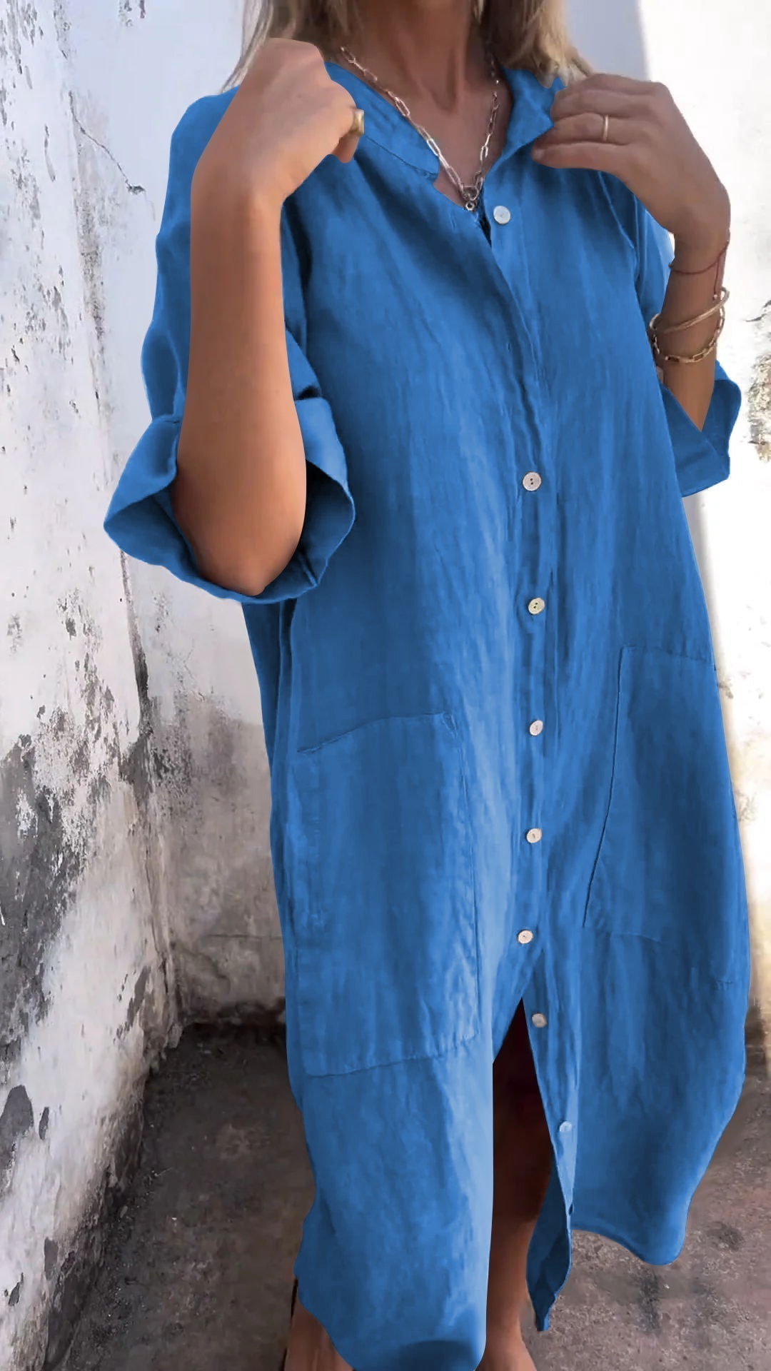 Cloë | Comfy Shirt style casual long dress