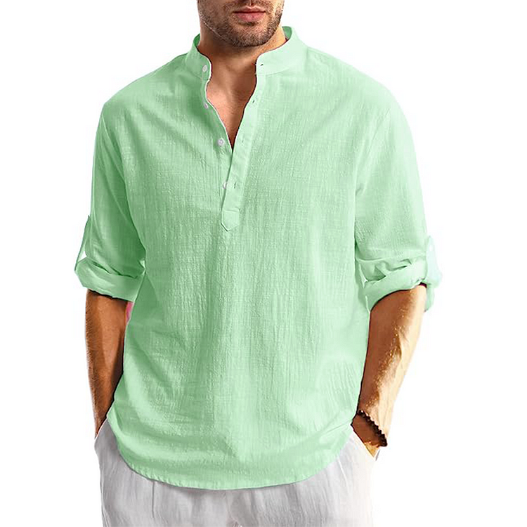 Adrian - Long-sleeved linen casual shirt for men