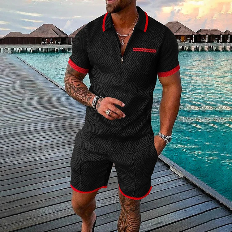 Fashion Casual Short Sleeve Polo Set