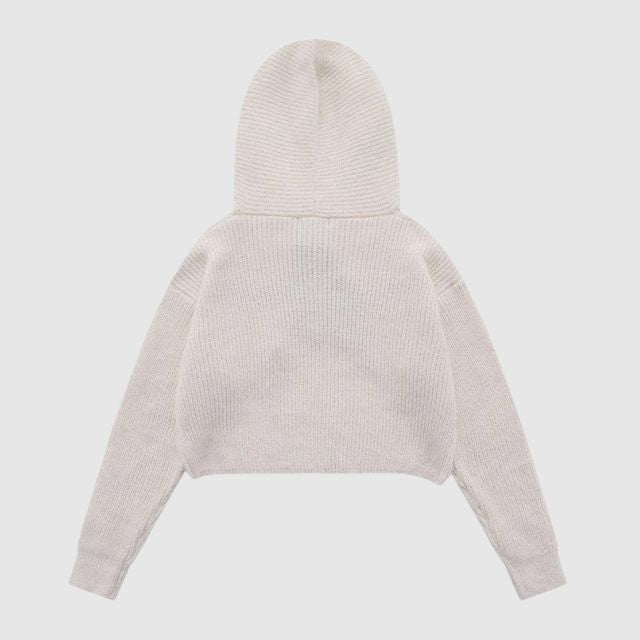 Skyler - Short knitted hoodie with star pattern