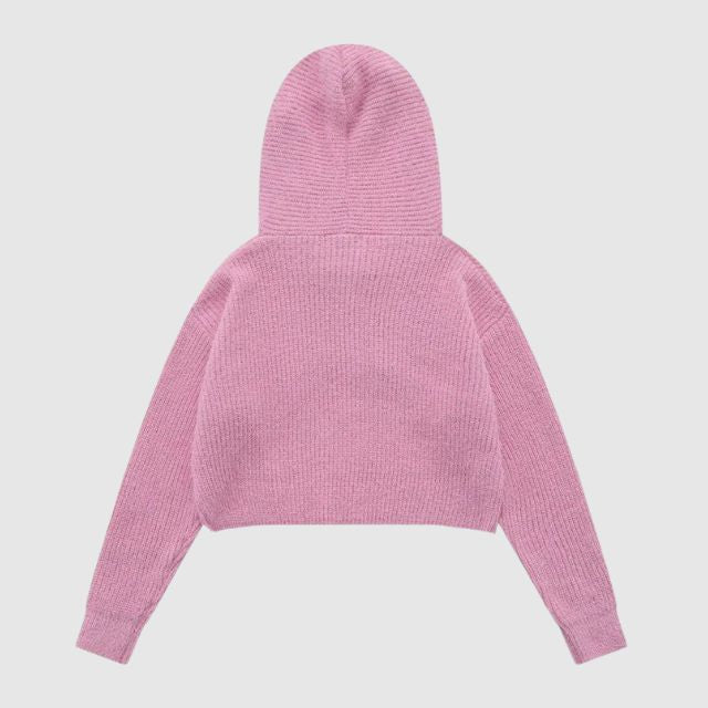 Skyler - Short knitted hoodie with star pattern