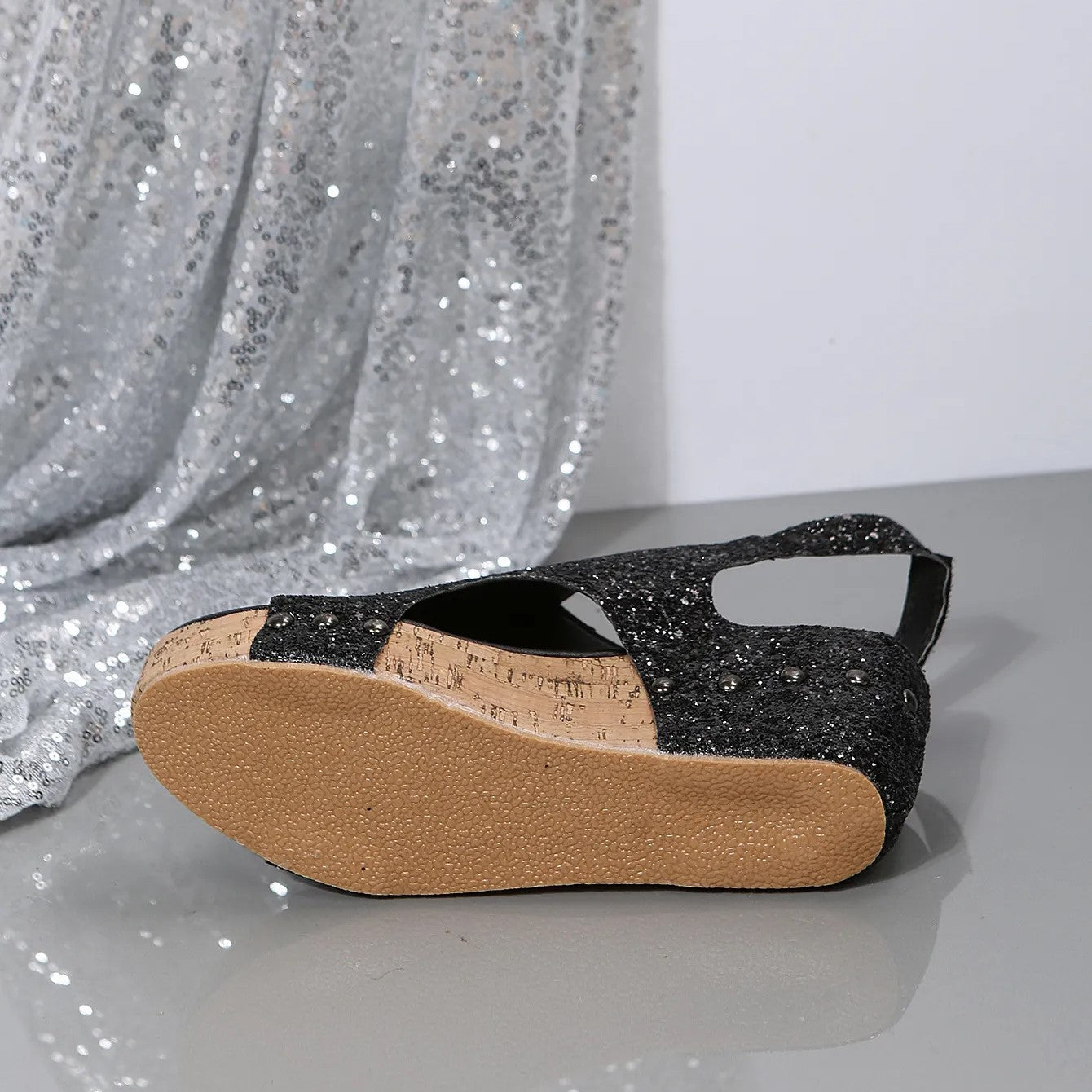 Matilda - Sequined wedge Roman sandals