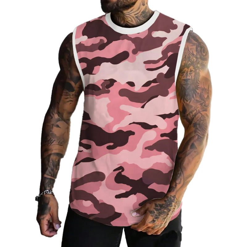 Men's Spring/Summer Printed Regular Fit Crew Neck Vest 11567669YM