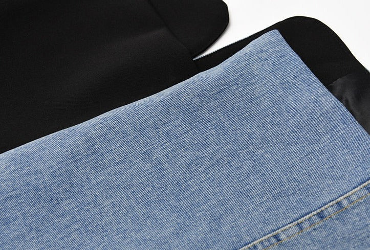 Vintage denim patchwork jackets for women