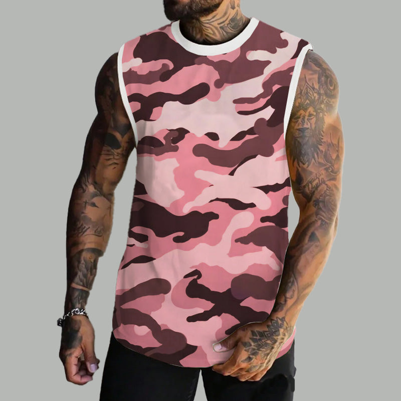 Men's Spring/Summer Printed Regular Fit Crew Neck Vest 11567669YM