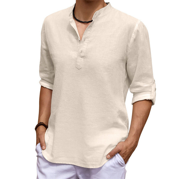 Dorian - Casual long-sleeved shirt for men in cotton and linen