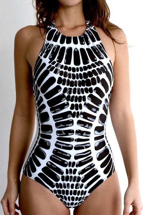 Tribal High Neck One piece Swimsuit