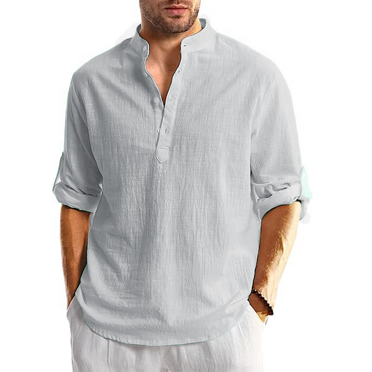 Adrian - Long-sleeved linen casual shirt for men