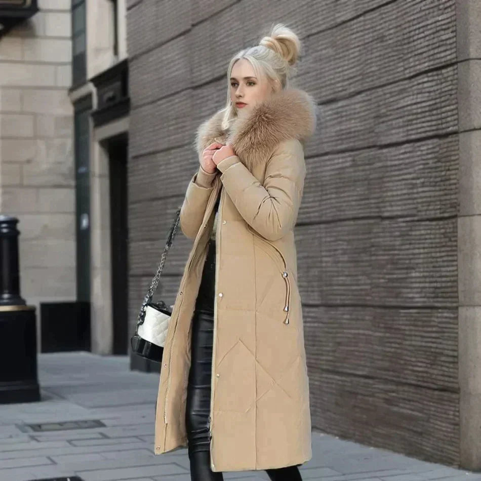 Stylish Italian coat with faux fur