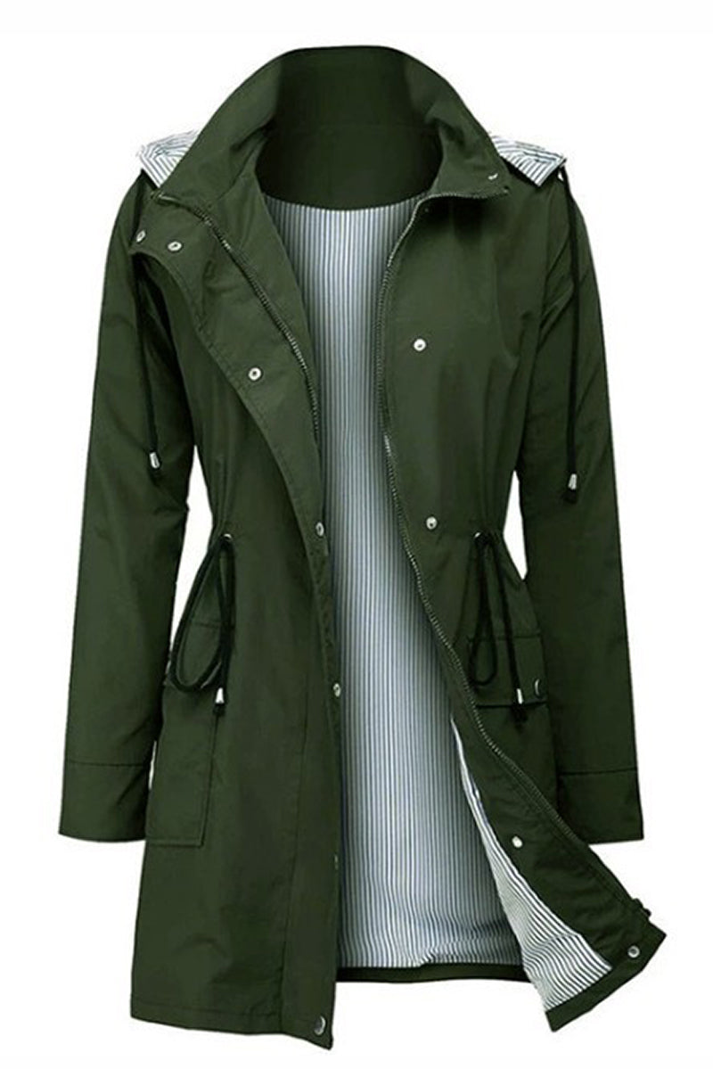 Striped rain jacket with hood