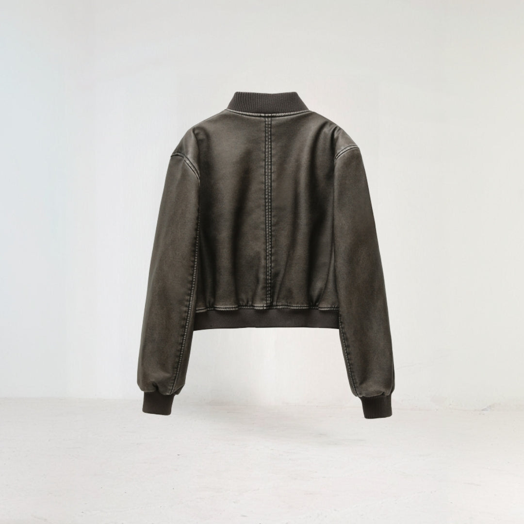 Cropped pilot bomber jacket for women