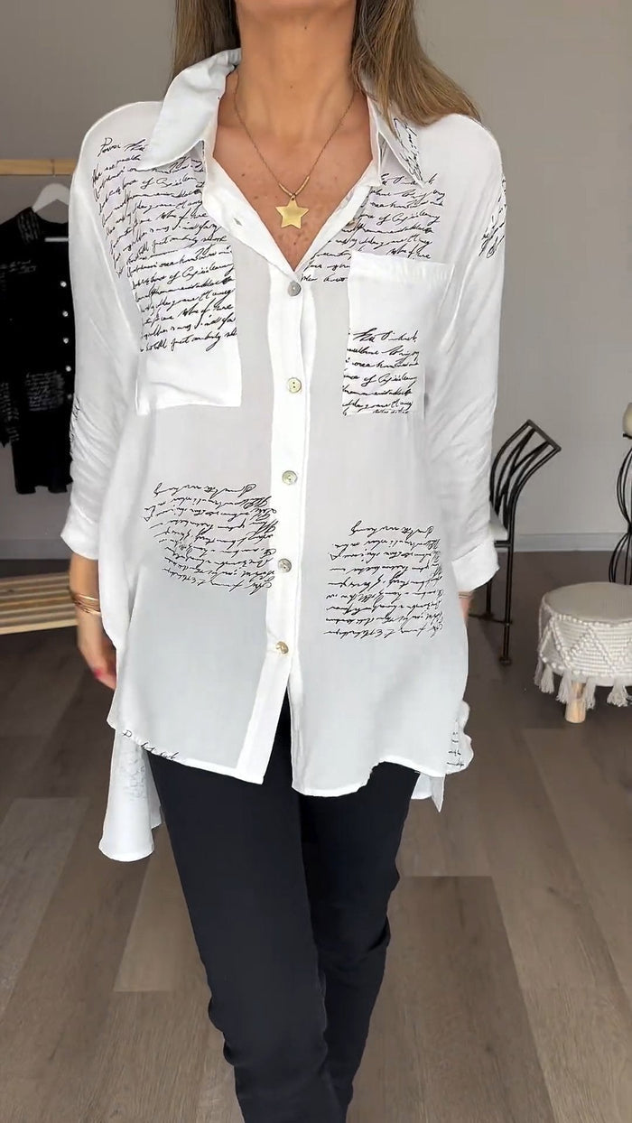 Agnes - Lapel shirt with letter print