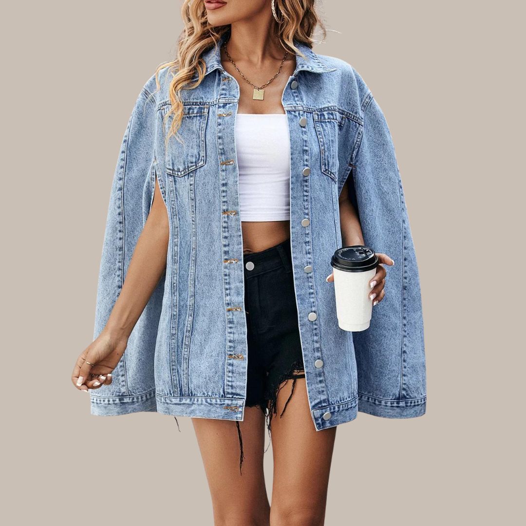 Harper - Oversized denim jacket with classic button details