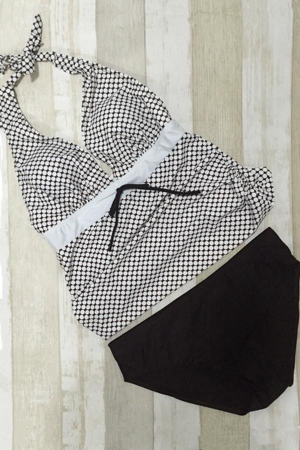 V Neck Dot Print Maternity Swimwear