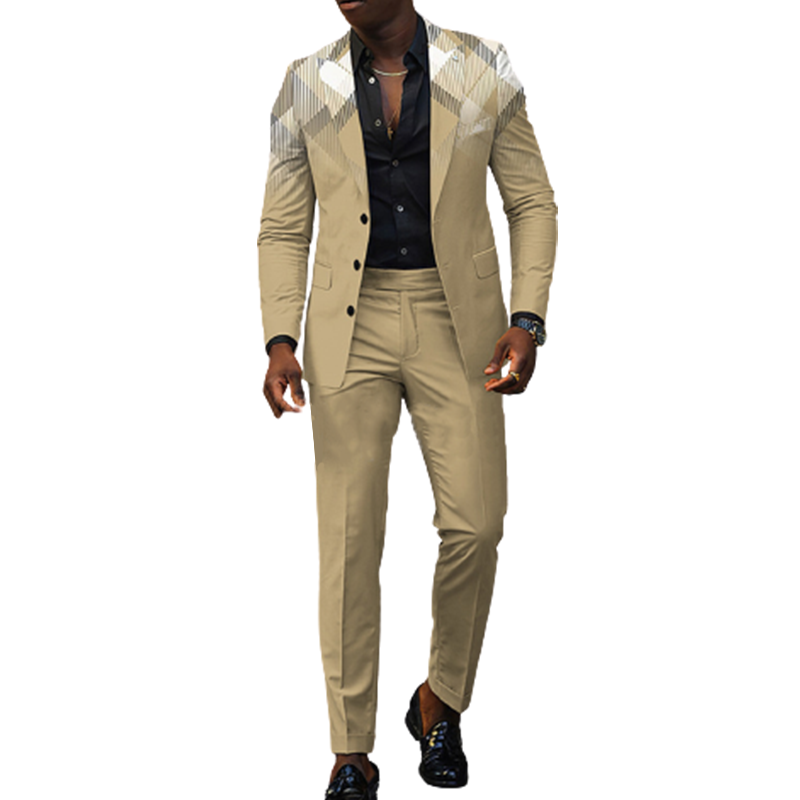 Men's Casual Gradient Check Suits 88022975L