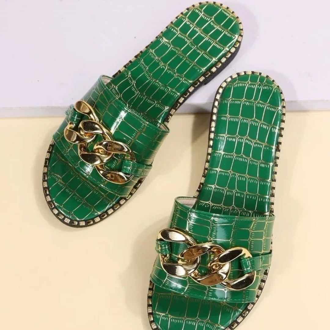 Alice- Mules with crocodile pattern