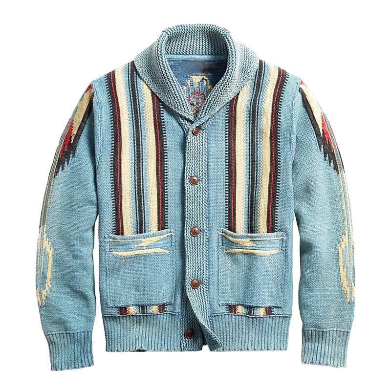 Vintage-inspired jacquard cardigan for men