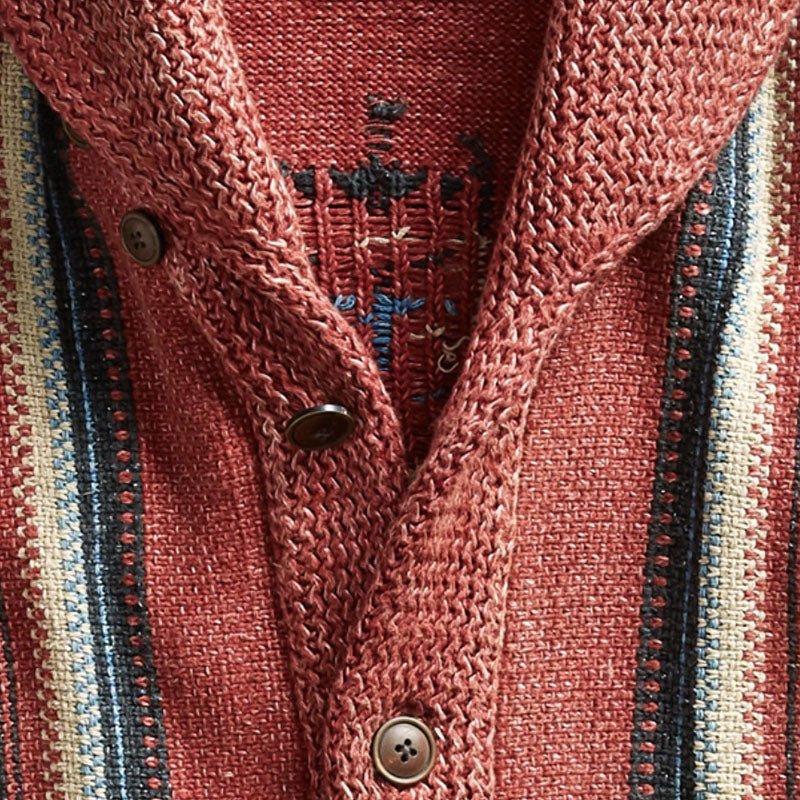 Vintage-inspired jacquard cardigan for men