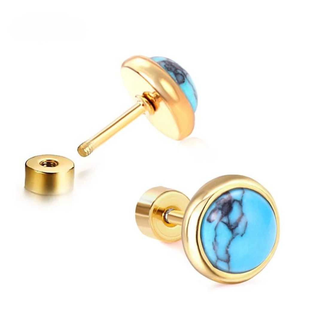 Aria - Elegant round cabochon stud earrings