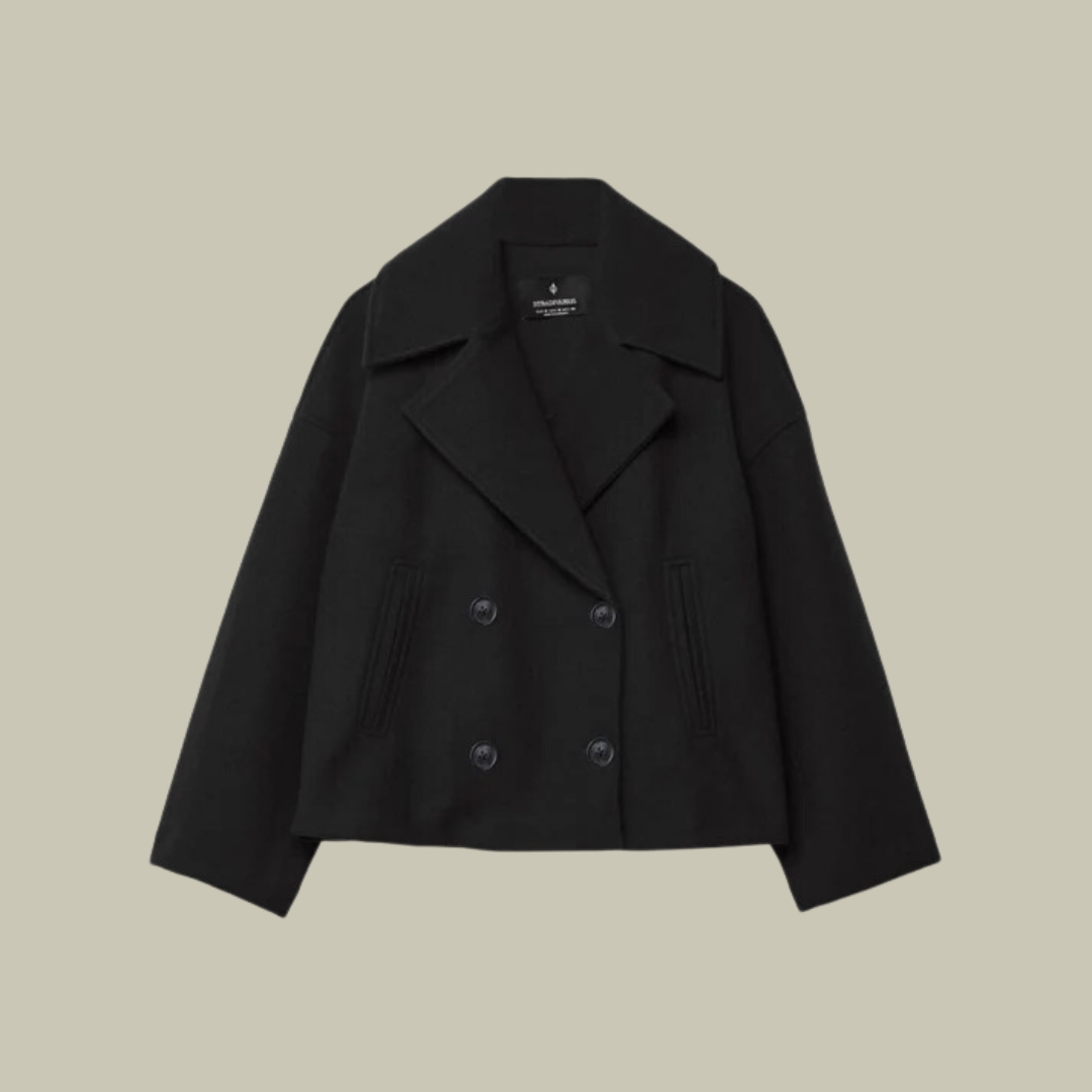 Short double-breasted long sleeve jacket for women