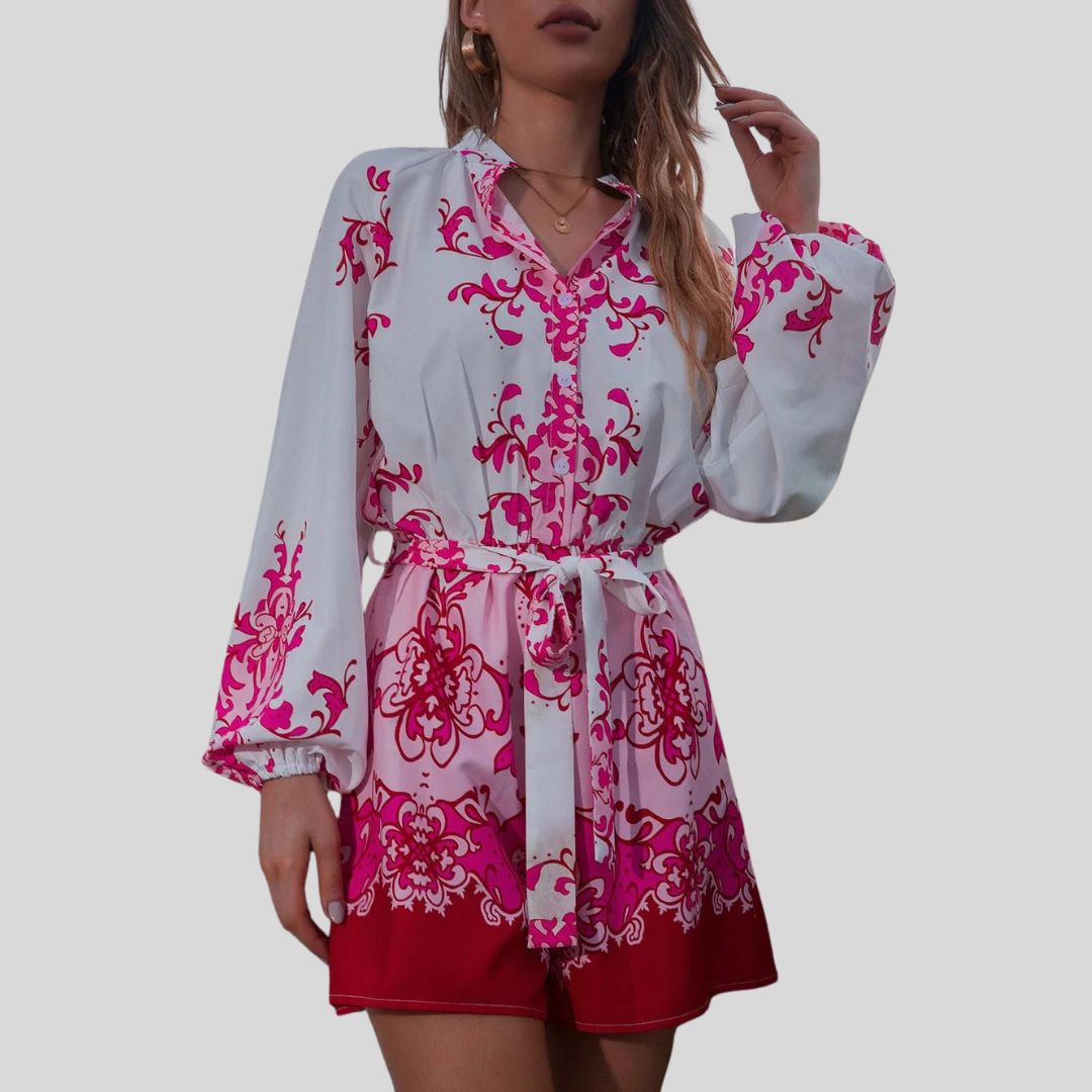 Valentina - Chic playsuit with floral print and waistband