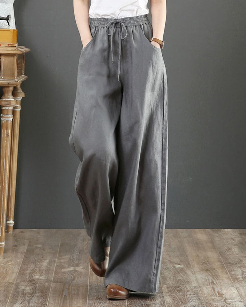 Evanie - trousers in plain colour