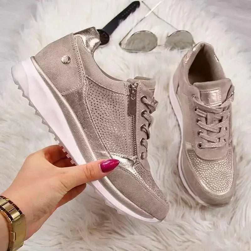 Julie - Trendy sequin wedge sneakers for women