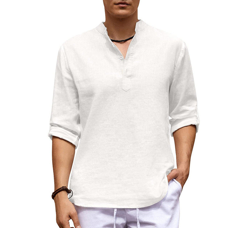 Dorian - Casual long-sleeved shirt for men in cotton and linen