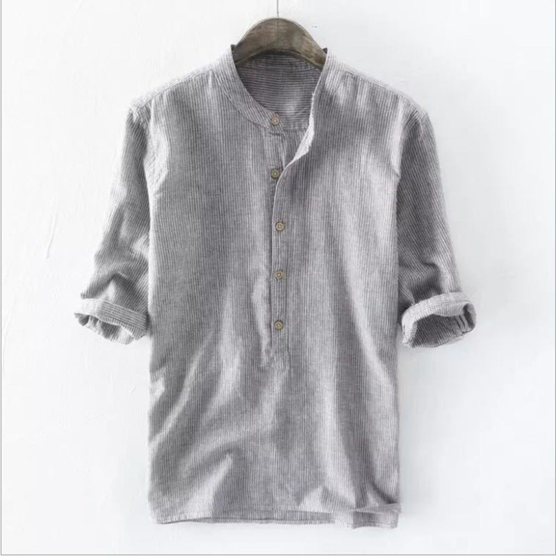 Hamish - Men's jumper shirt with pinstripes