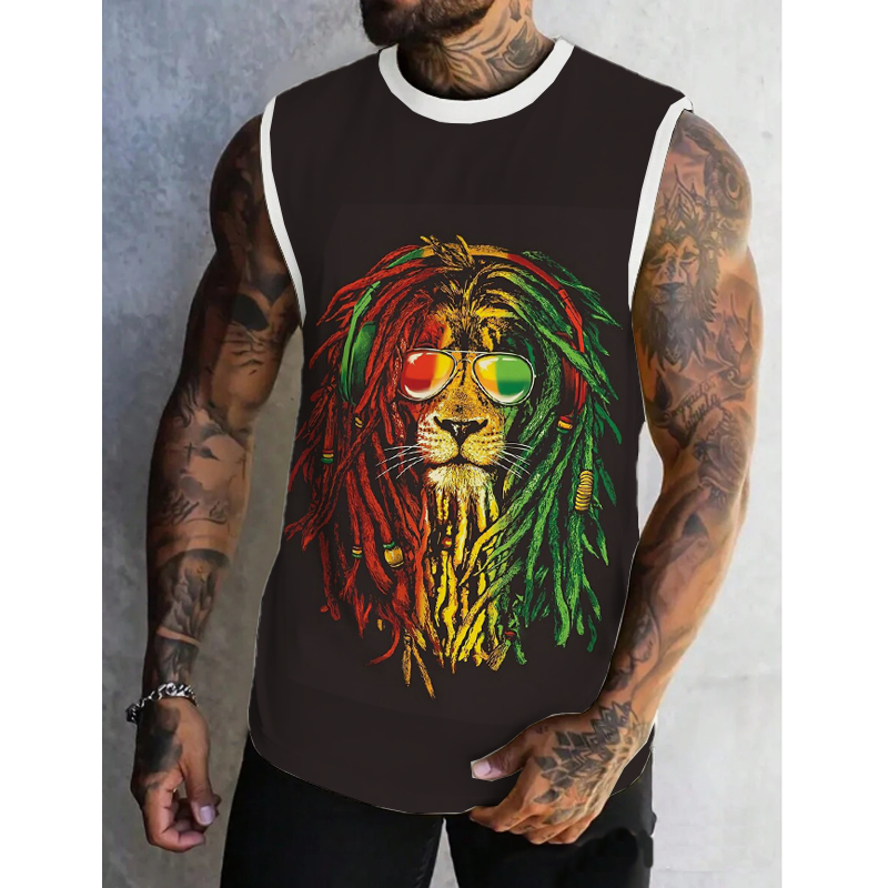 Men's Multicolor Reggae Printed Casual Tank 11543766L