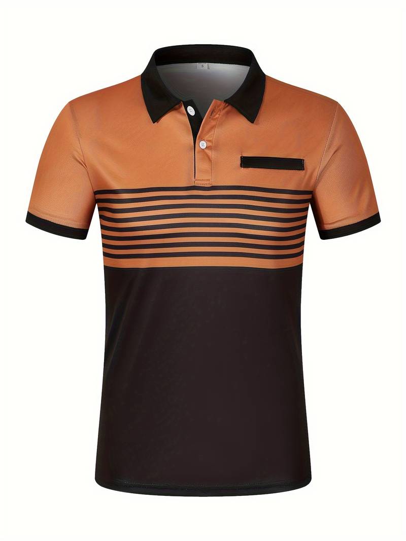 Leon - Casual Short Sleeve Striped Polo Shirt For Men
