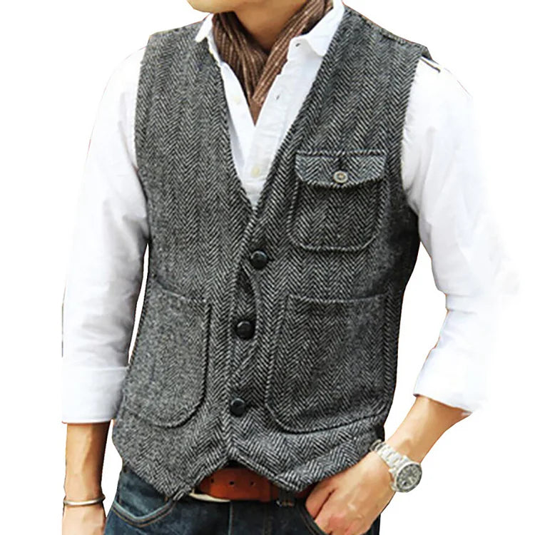 Alessandro - Men's suit cashmere single-breasted waistcoat