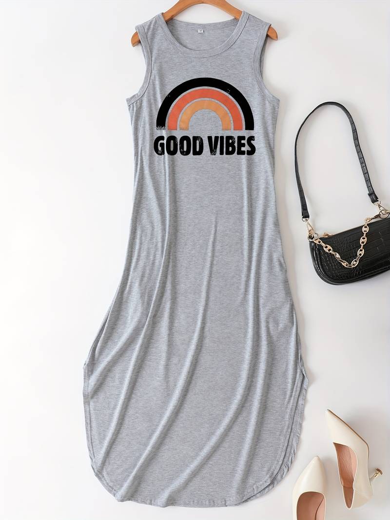 Good Vibes - Long dress with letter print