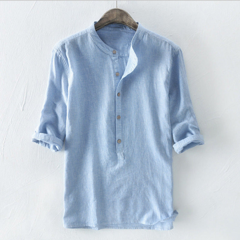 Hamish - Men's jumper shirt with pinstripes