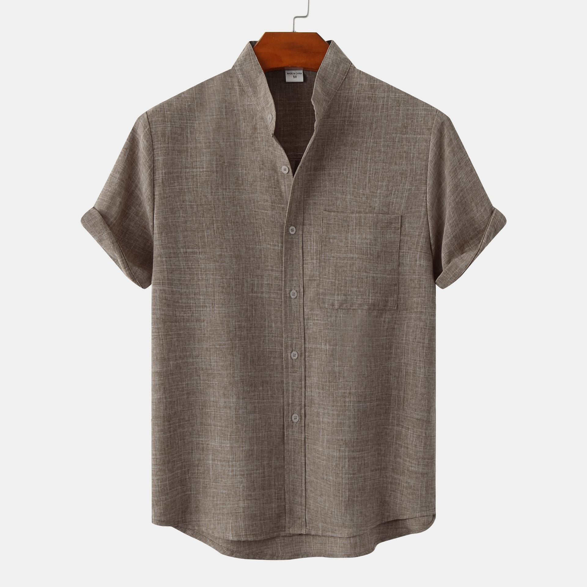 Davide - Men's linen shirt with short sleeves and lapels