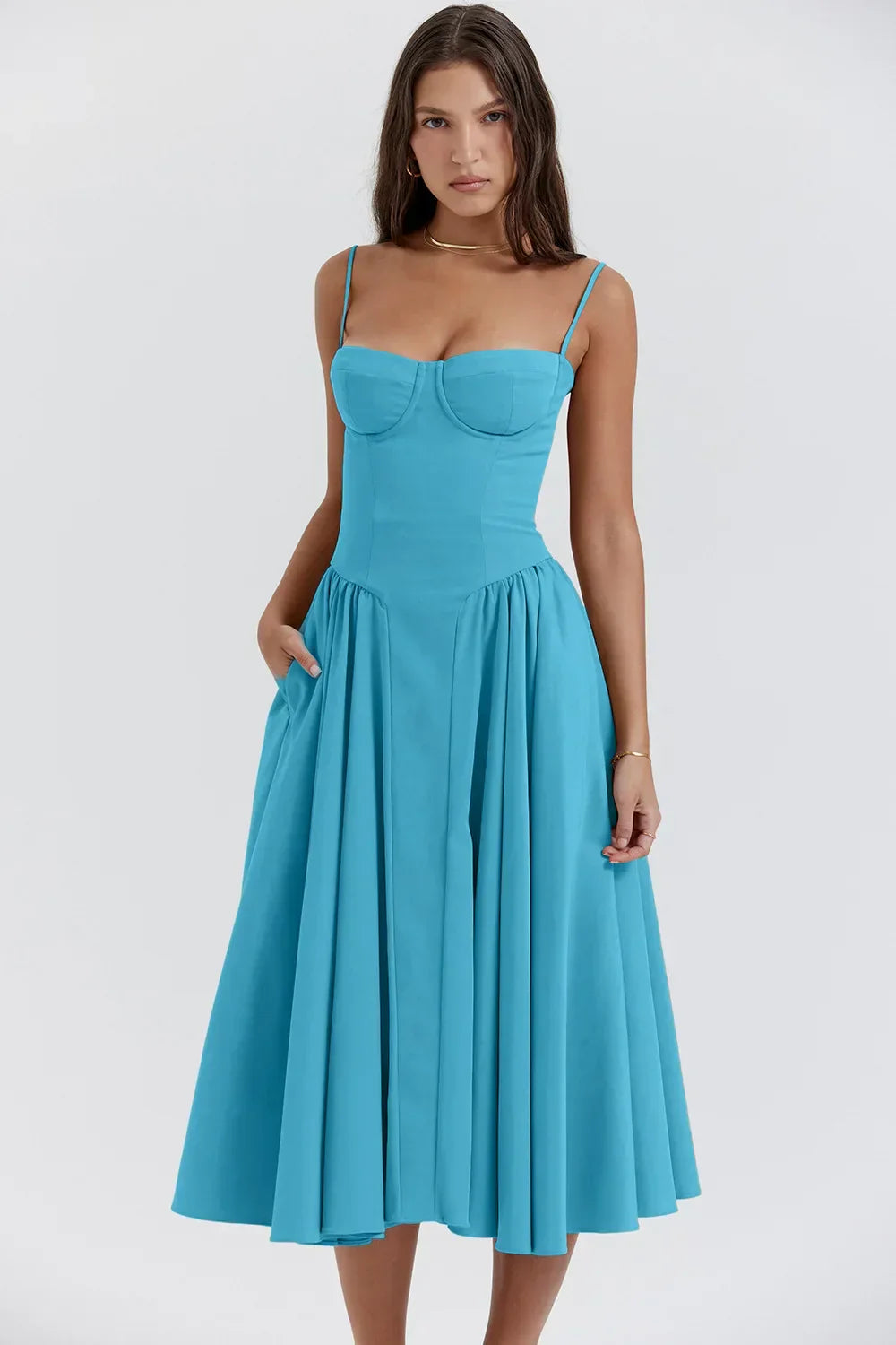 Victoria | Sleeveless midi dress with corset fit - Attractive fit