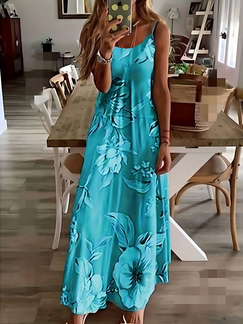 Rhea - Slim-fit maxi dress with floral print