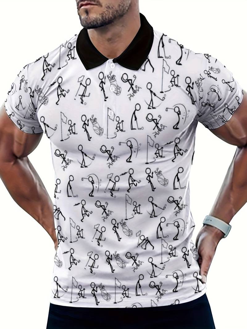 Henry t-shirt with stick figure graphic print