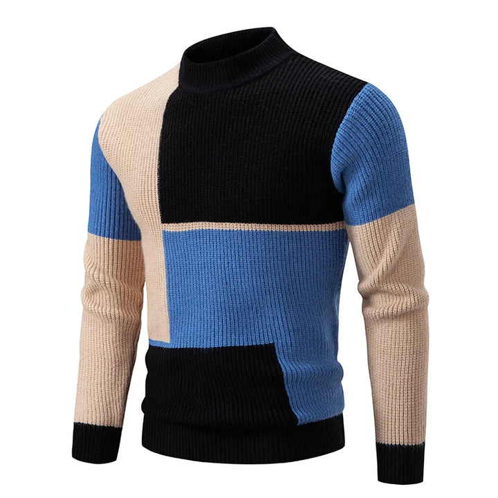 Patchwork knitted jumper for men